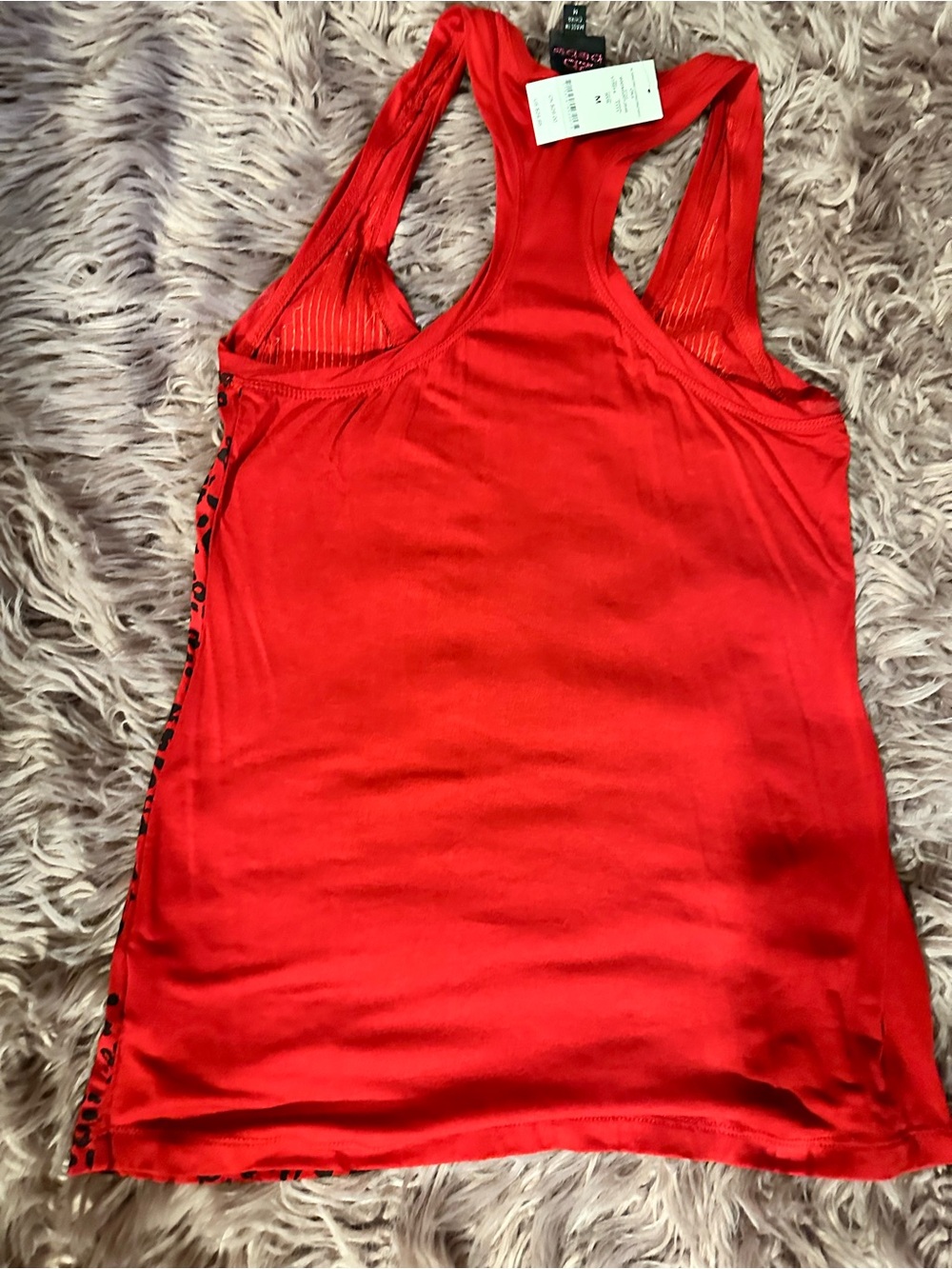 Express Red Sequin Leopard Racerback Tank - Picture 2 of 3